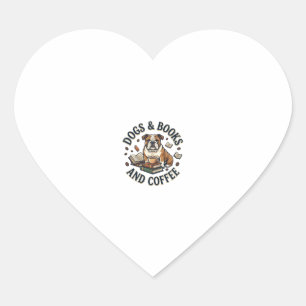 Sticker Cœur Chiens Livres Café Bulldog Pile Tasse_1