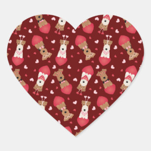 Sticker Cœur Chiens Terrier de Valentine Welsh Wire Fox