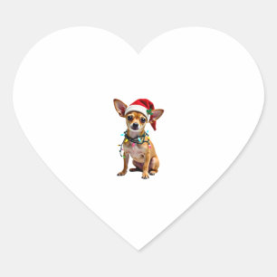 Sticker Cœur Chihuahua Christmas Père Noël Ugly Sweater Amoureu