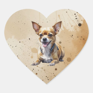 Sticker Cœur Chihuahua Croisé Mignon Chien Animal De Compagnie