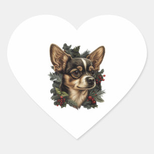 Sticker Cœur Chihuahua Joyeux Noël Joyeux Noël Joyeux sapin mig