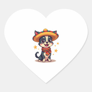 Sticker Cœur Chihuahua Mexique Cinco de Mayo Drôle Chien Copie