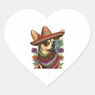 Sticker Cœur Chihuahua Mexique Cinco de Mayo Funny Chien