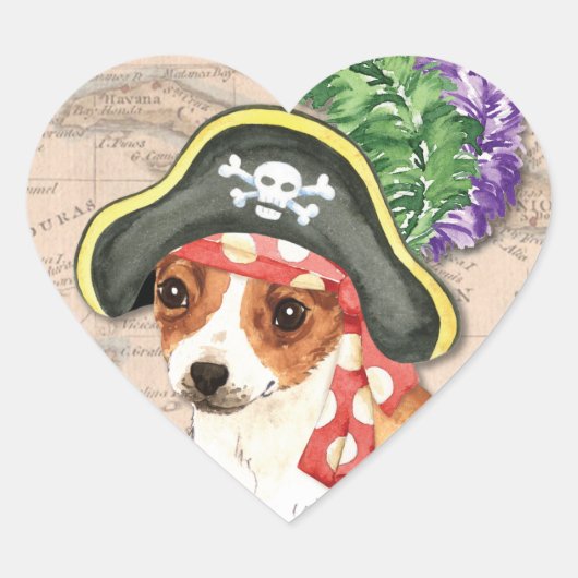 Sticker Cœur Chihuahua Pirate (Devant)