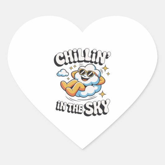 Sticker Cœur Chillin' in the Sky Cute Cloud Design pour l'été a (Devant)