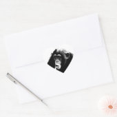 Sticker Cœur Chimpanzé noir blanc (Enveloppe)