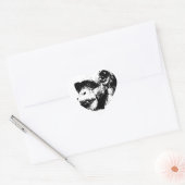 Sticker Cœur Chimpanzé noir et blanc (Enveloppe)