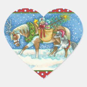 STICKER CŒUR CHINCOTEAGUE PONIES & VACANCES SOUHAITE HORSE STIC