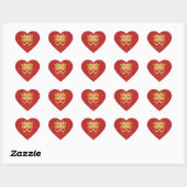 Sticker Cœur Chinois "Coeur" Double Bonheur avec diamants (Feuille)
