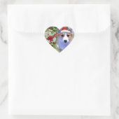 Sticker Cœur Chiot Corgi de Noël en cadre blanc (Sac)