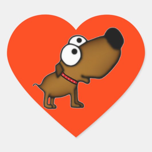 Sticker Cœur Chiot de dessin (Devant)