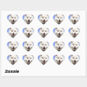 Sticker Cœur Chiot enroué blanc avec des yeux bleus (Feuille)