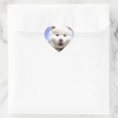 Sticker Cœur Chiot enroué blanc avec des yeux bleus (Sac)