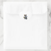 Sticker Cœur Chiot mignon En Basket (Sac)