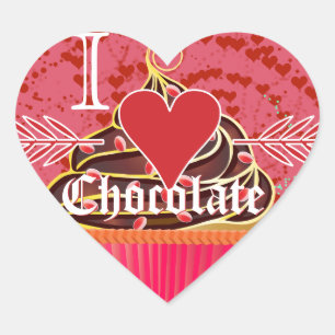 Sticker Cœur Chocolat du coeur - J'aime le chocolat