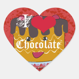 Sticker Cœur Chocolat du coeur - J'aime le chocolat
