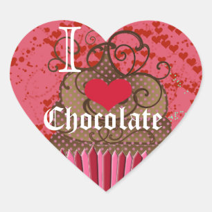 Sticker Cœur Chocolat du coeur - J'aime le chocolat