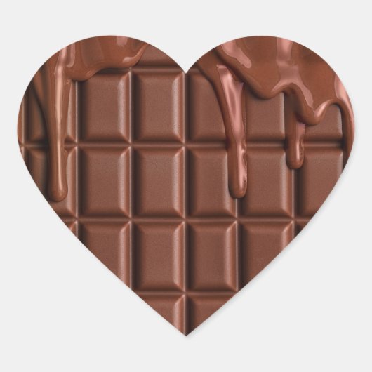Sticker Cœur Chocolat fondu au-dessus d'un bloc de chocolat (Devant)