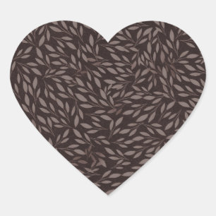 Sticker Cœur Chocolat Mauve Rose Feuilles Botanique Mariage