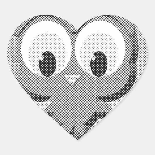 Sticker Cœur Chouette À Papier En Noir Et Blanc (Devant)