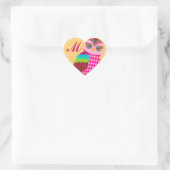 Sticker Cœur Chouette rose - Pois (Sac)