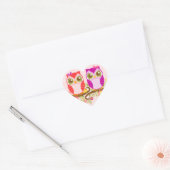 Sticker Cœur Chouettes pour bébés - Filles roses et violettes - (Enveloppe)