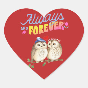 Sticker Cœur Chouettes toujours et toujours mignonnes en amour