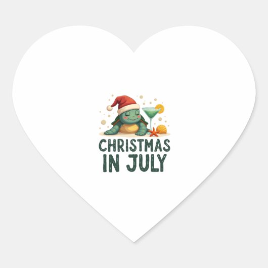 Sticker Cœur Christmas In July Turtle Summer Xmas Tortoise Wome (Devant)