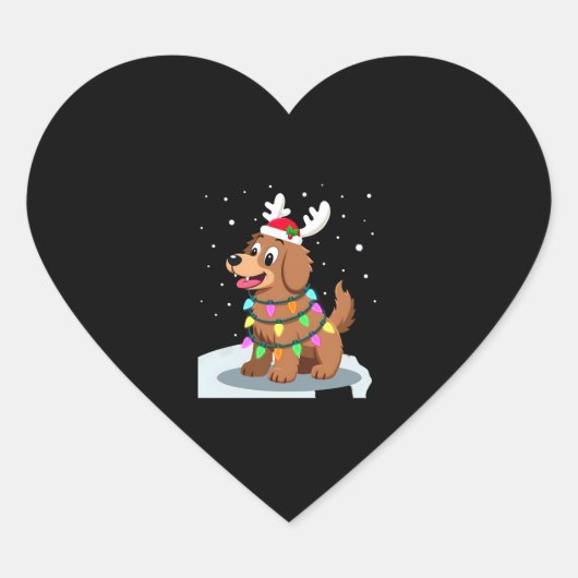 Sticker Cœur Christmas Lights Soft Coated Wheaten Terrier Dog T (Devant)
