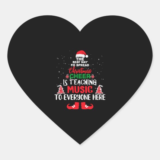 Sticker Cœur Christmas Music Teachers , Funny Teachers (Devant)