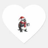 Sticker Cœur Christmas Turtle with Santa Hat Coffee Lover Funny (Devant)