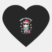 Sticker Cœur Christmas Unicorn Santa Hat T-Shirt (3) (Devant)
