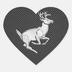 Sticker Cœur Chrome Comme courir Cerf sur l'impression de fibre