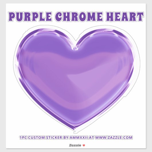 Sticker coeur Chrome en Métal Violet (Feuille)