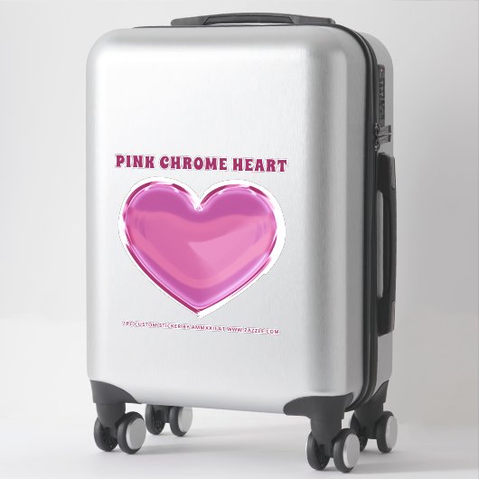 Sticker Coeur Chrome rose (Sur valise)