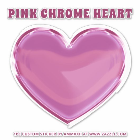 Sticker Coeur Chrome rose (Devant)