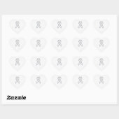 Sticker Cœur Chrome White Ribbon Sensibilisation sur Checkers I (Feuille)
