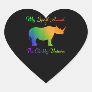 Sticker Cœur Chubby Unicorn Rhino Funny Mignonne adorable Anima