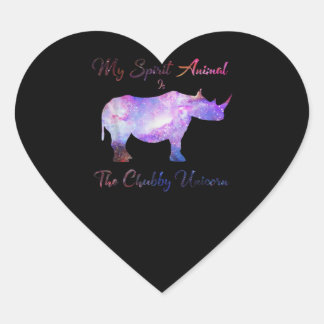 Sticker Cœur Chubby Unicorn Rhino Funny mignonne animal adorabl