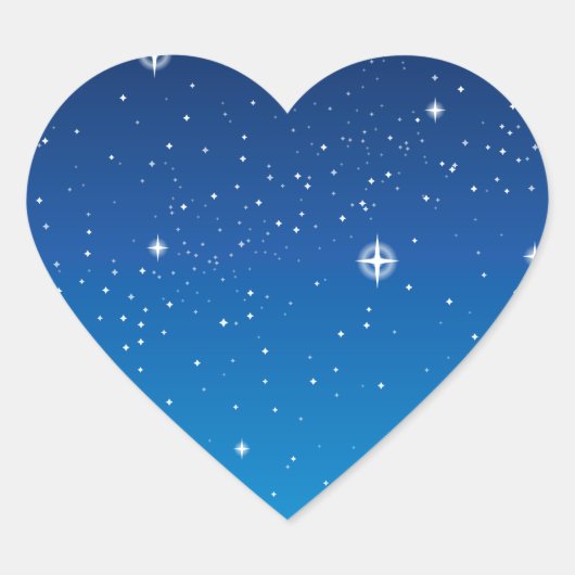 Sticker Cœur Ciel nocturne étoilé bleu profond (Devant)