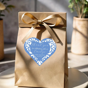 Sticker Cœur Cielito lindo bleu poussiéreux baby shower mexicai