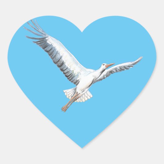 Sticker Cœur cigogne blanche volant (Devant)