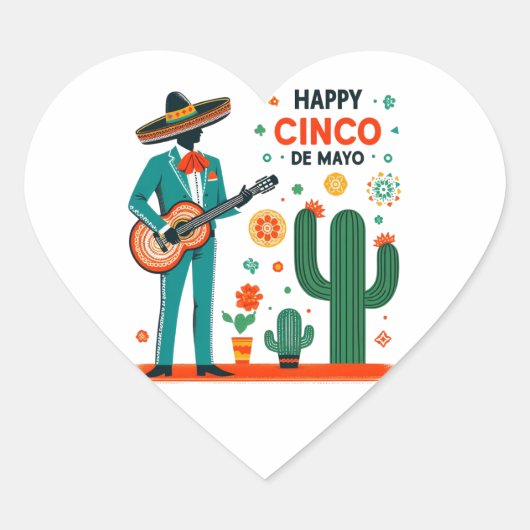 Sticker Cœur Cinco de mayo mariachi - fierté mexicaine (Devant)