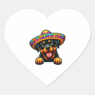 Sticker Cœur Cinco de Mayo Rottweiler Mexique Célébration