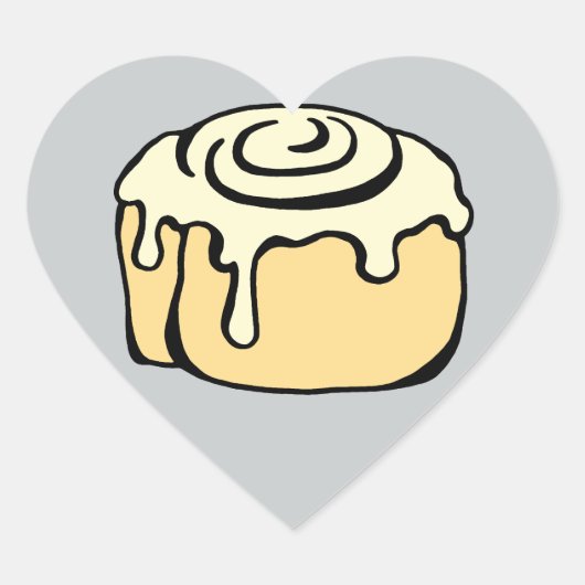 Sticker Cœur Cinnamon Roll Honey Bun Gris Cartographie Design m (Devant)