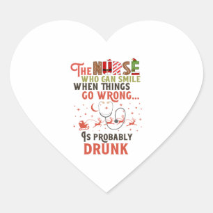 Sticker Cœur Citation de jeu de Noël de l'infirmière drôle