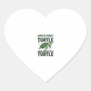 Sticker Cœur Citation de Tortue Drôle Design de Gravure Vintage