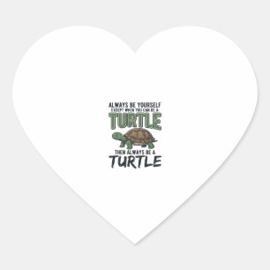 Sticker Cœur Citation de Tortue Drôle Design Vectoriel Vintage_