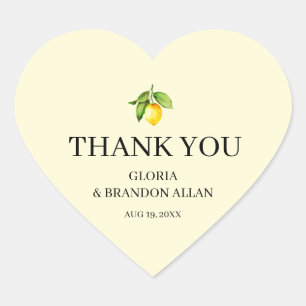 Sticker Cœur Citron jaune Mariage moderne