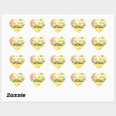 Sticker Cœur Citrons Aquarelle rose floral (Feuille)